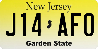 NJ license plate J14AFO