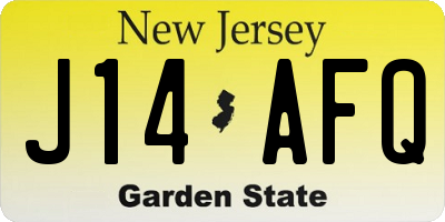 NJ license plate J14AFQ
