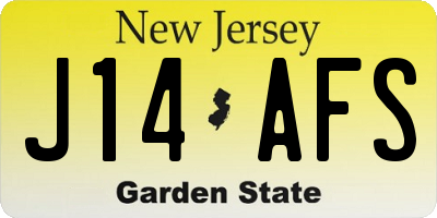 NJ license plate J14AFS