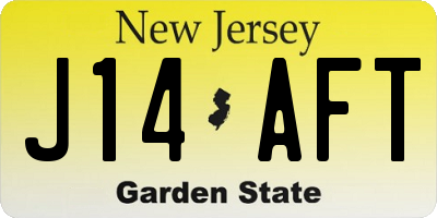NJ license plate J14AFT
