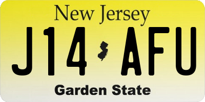 NJ license plate J14AFU