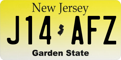 NJ license plate J14AFZ