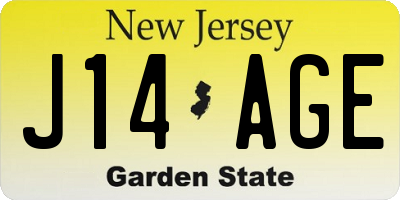 NJ license plate J14AGE