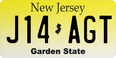 NJ license plate J14AGT