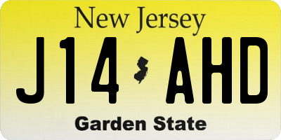 NJ license plate J14AHD