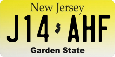 NJ license plate J14AHF