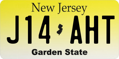 NJ license plate J14AHT