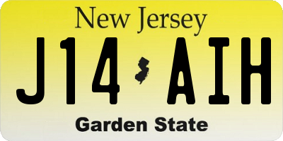 NJ license plate J14AIH