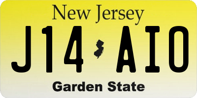 NJ license plate J14AIO