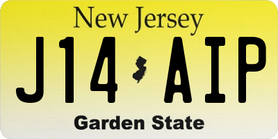 NJ license plate J14AIP