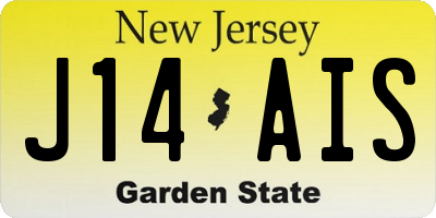 NJ license plate J14AIS