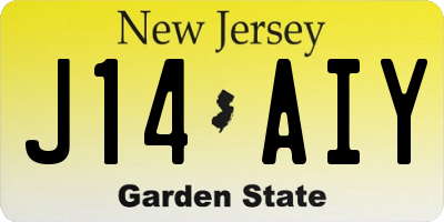 NJ license plate J14AIY