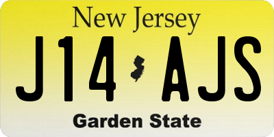 NJ license plate J14AJS