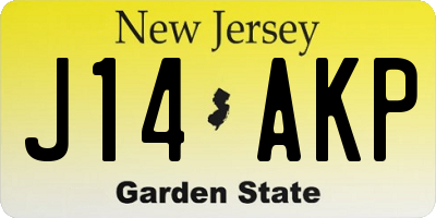 NJ license plate J14AKP