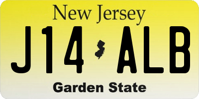 NJ license plate J14ALB