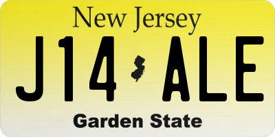 NJ license plate J14ALE