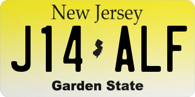 NJ license plate J14ALF