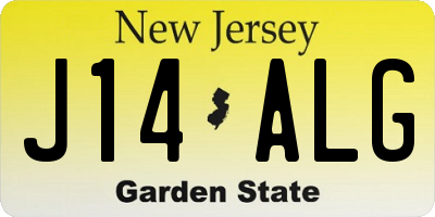 NJ license plate J14ALG