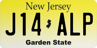 NJ license plate J14ALP