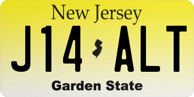 NJ license plate J14ALT