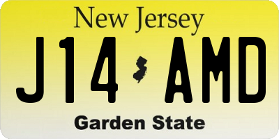 NJ license plate J14AMD