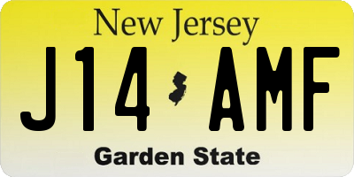 NJ license plate J14AMF