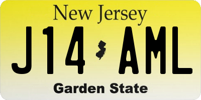NJ license plate J14AML