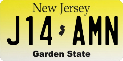 NJ license plate J14AMN