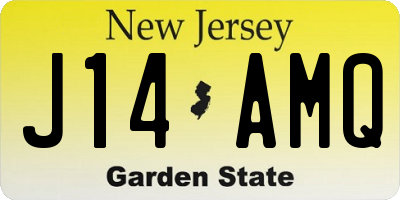 NJ license plate J14AMQ