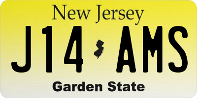 NJ license plate J14AMS