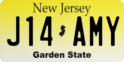 NJ license plate J14AMY