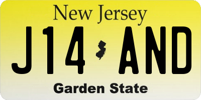 NJ license plate J14AND