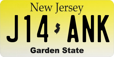 NJ license plate J14ANK