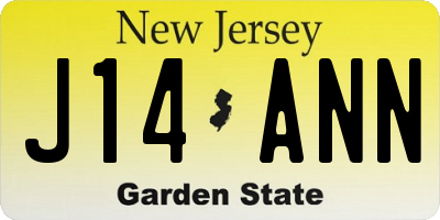 NJ license plate J14ANN