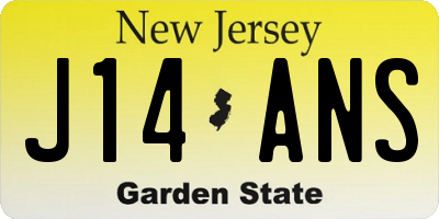 NJ license plate J14ANS