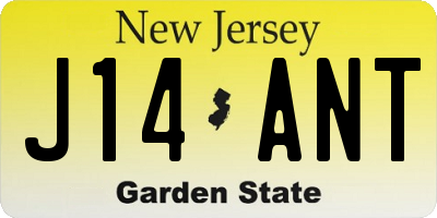NJ license plate J14ANT