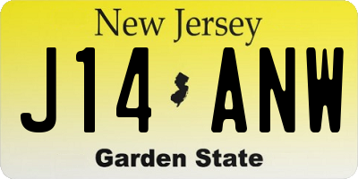 NJ license plate J14ANW