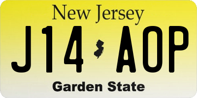 NJ license plate J14AOP