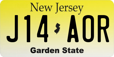NJ license plate J14AOR