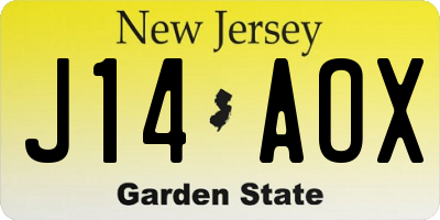 NJ license plate J14AOX