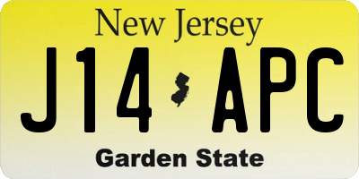 NJ license plate J14APC