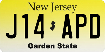 NJ license plate J14APD