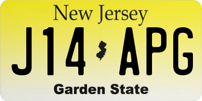 NJ license plate J14APG