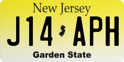 NJ license plate J14APH