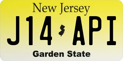 NJ license plate J14API
