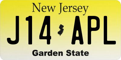 NJ license plate J14APL