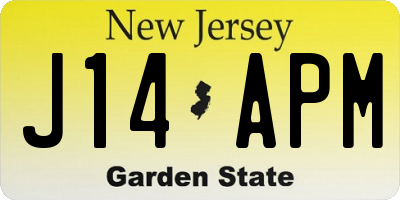 NJ license plate J14APM