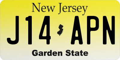 NJ license plate J14APN