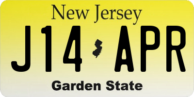 NJ license plate J14APR