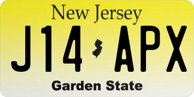 NJ license plate J14APX